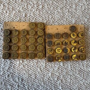 Vintage Numbered Brass push pins